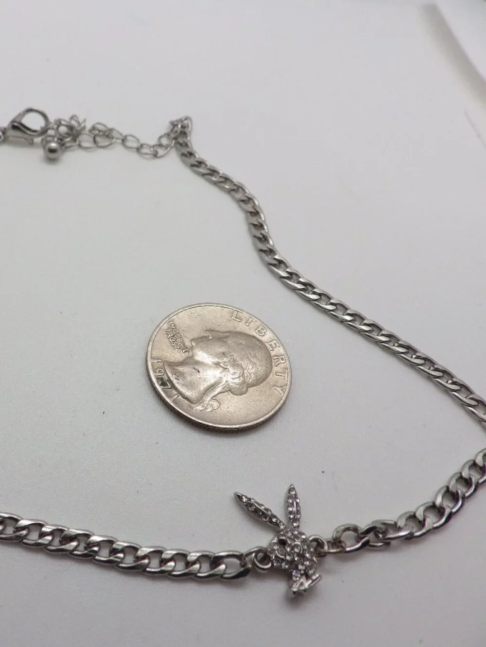 Vintage Playboy Bunny Necklace/Choker Silver tone 902G1